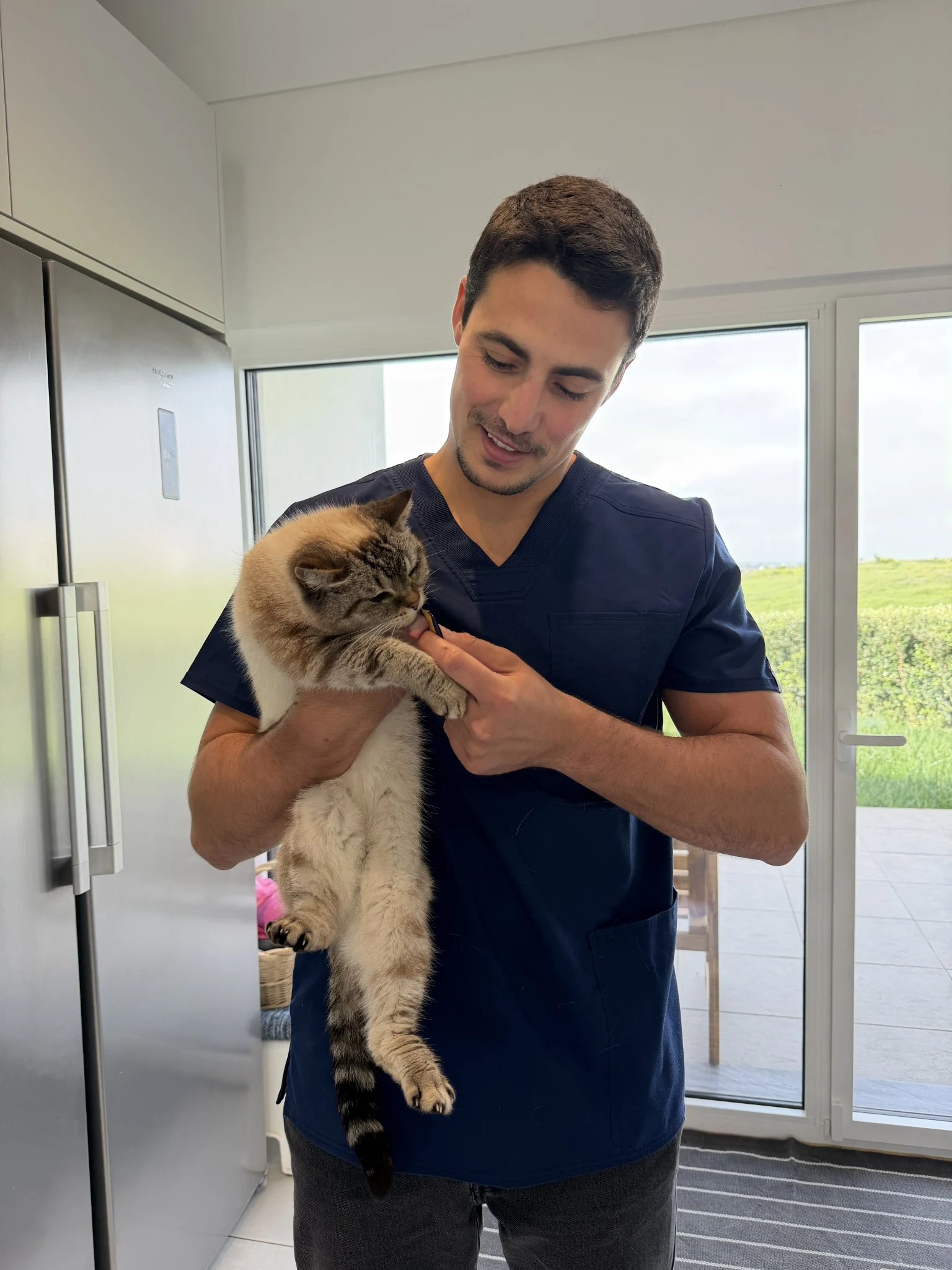 Veterinário com gato